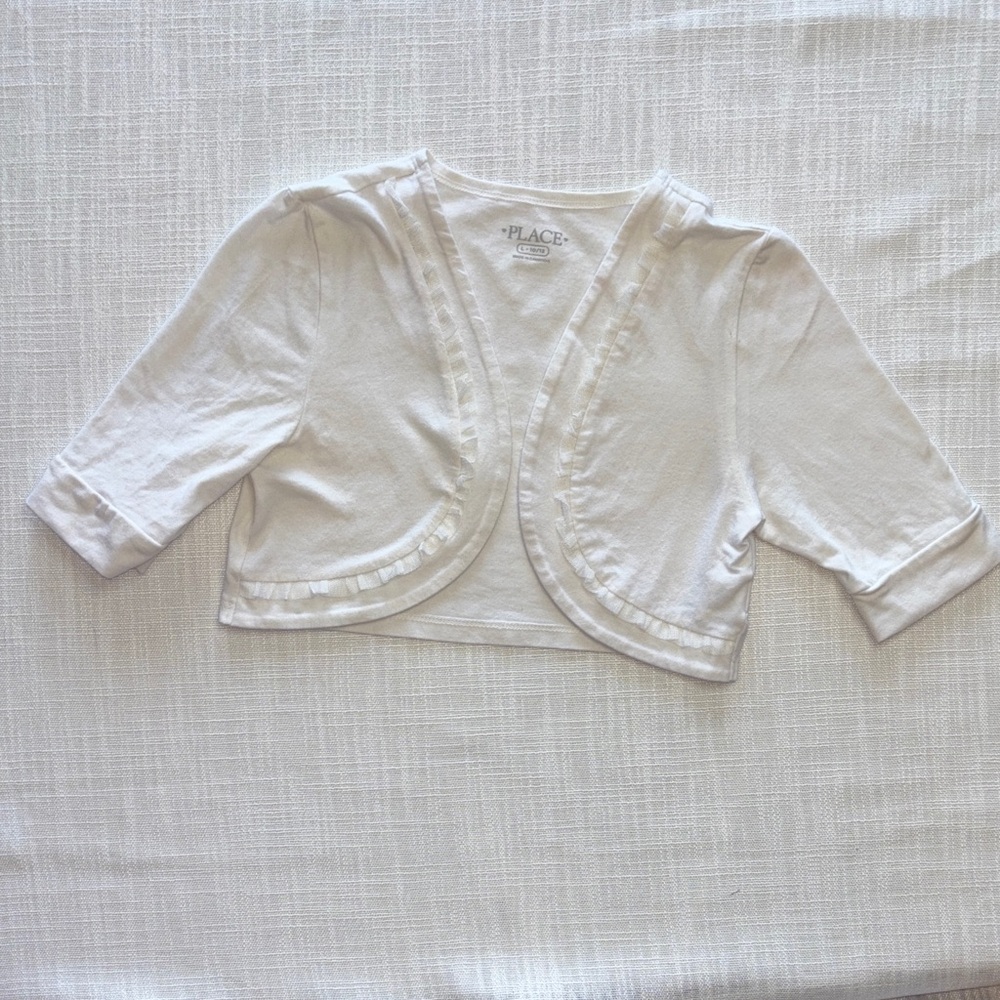 Place White Baby Cardigan with Ruffle Edges